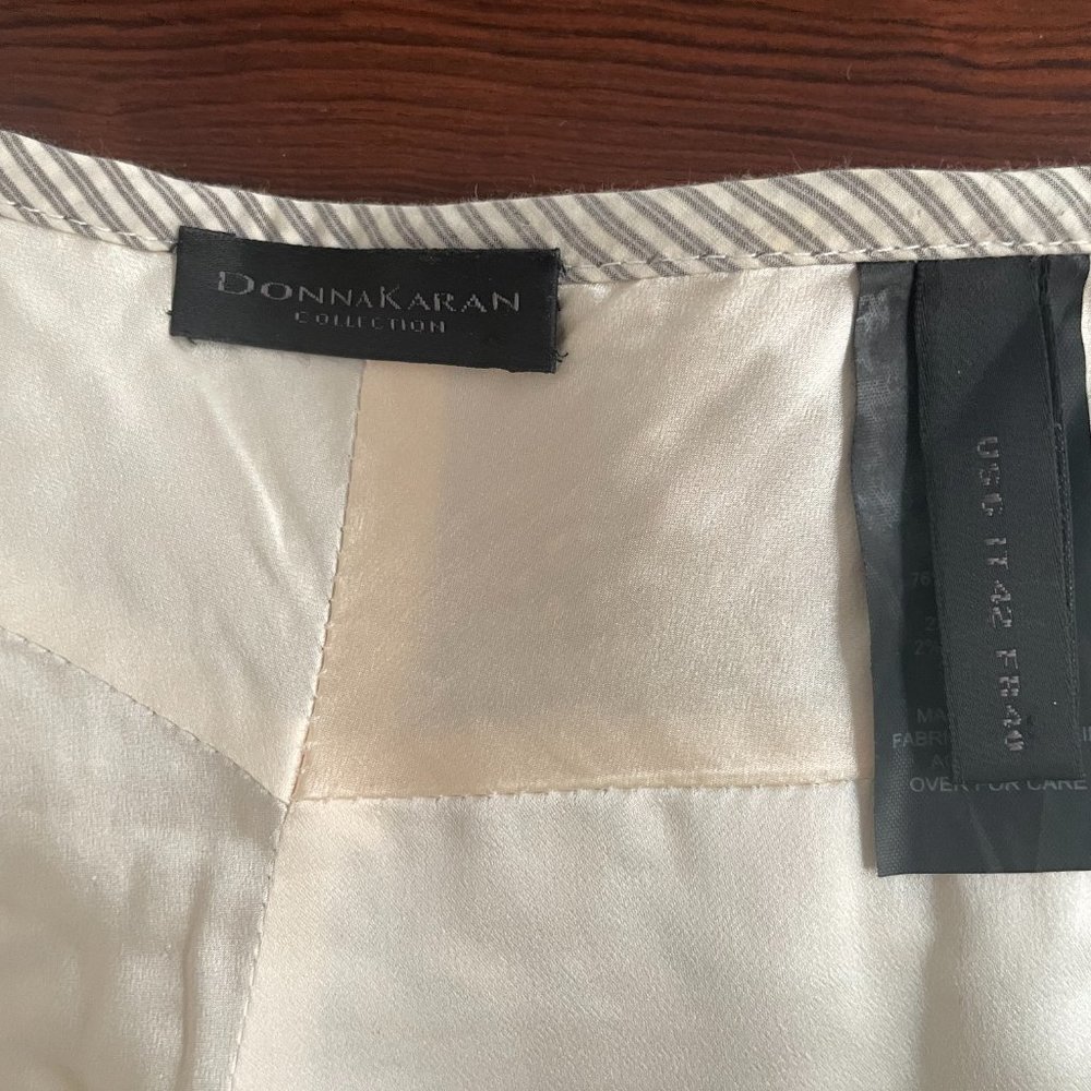 Donna Karen Striped Natural and Gray Pouf skirt Size 6 - Picture 10 of 13